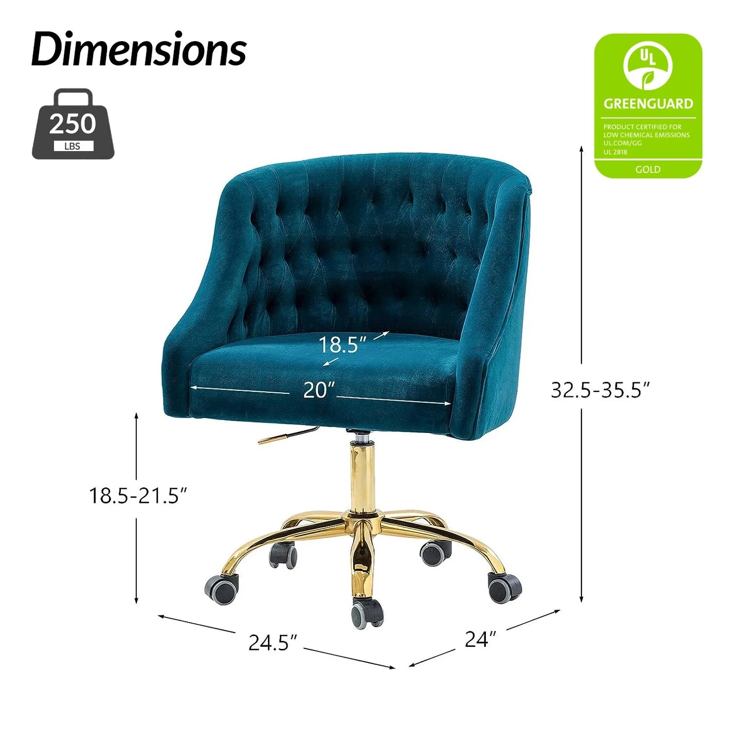 Lydia Swivel Chair for Home Office, Teal